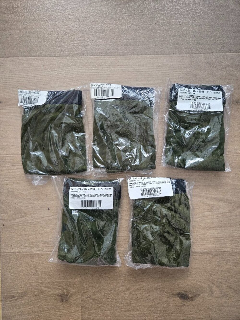 5x Genuine Canadian Forces Army Green Underwear - Size Medium - Mid-Tigh - NWT